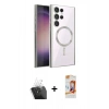 MARSİLYAN™- Galaxy S24 Ultra Kılıf Nova Işık Özel Seri - Siyah AutoKit 5in1 Fiber Polymer Nano Ekran Koruyucu + Kamera Lens Koruma Cam - SF