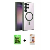 MARSİLYAN™- Galaxy S24 Ultra Kılıf Nova Işık Özel Seri - Siyah AutoKit 5in1 Fiber Polymer Nano Ekran Koruyucu + Raze Metal Kamera Lens - SH