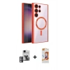 MARSİLYAN™- Galaxy S24 Ultra Kılıf Nova Işık Özel Seri - Siyah AutoKit 5in1 Fiber Polymer Nano Ekran Koruyucu + PVD Metal Kamera Lens - PE
