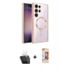 MARSİLYAN™- Galaxy S24 Ultra Kılıf Nova Işık Özel Seri - Siyah AutoKit 5in1 Fiber Polymer Nano Ekran Koruyucu + Kamera Lens Koruma Cam - SF