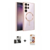 MARSİLYAN™- Galaxy S24 Ultra Kılıf Nova Işık Özel Seri - Siyah AutoKit 5in1 Fiber Polymer Nano Ekran Koruyucu + PVD Metal Kamera Lens - GD