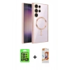 MARSİLYAN™- Galaxy S24 Ultra Kılıf Nova Işık Özel Seri - Siyah AutoKit 5in1 Fiber Polymer Nano Ekran Koruyucu + Raze Metal Kamera Lens - SH