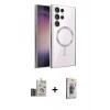 MARSİLYAN™- Galaxy S24 Ultra Kılıf Nova Işık Özel Seri - Siyah Bilvis 3D Cam Ekran Koruyucu + Bilvis Titan Kamera Lens - DNMR