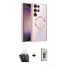 MARSİLYAN™- Galaxy S24 Ultra Kılıf Nova Işık Özel Seri - Siyah Bilvis 3D Cam Ekran Koruyucu + Kamera Lens Koruma Cam - SF