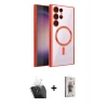MARSİLYAN™- Galaxy S24 Ultra Kılıf Nova Işık Özel Seri - Siyah Bilvis 3D Cam Ekran Koruyucu + Kamera Lens Koruma Cam - SF