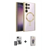 MARSİLYAN™- Galaxy S24 Ultra Kılıf Nova Işık Özel Seri - Siyah Bilvis 3D Cam Ekran Koruyucu + PVD Metal Kamera Lens - PE