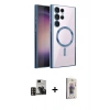 MARSİLYAN™- Galaxy S24 Ultra Kılıf Nova Işık Özel Seri - Siyah Bilvis 3D Cam Ekran Koruyucu + PVD Metal Kamera Lens - GD