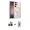 MARSİLYAN™- Galaxy S24 Ultra Kılıf Nova Işık Özel Seri - Siyah Bilvis 3D Cam Ekran Koruyucu + PVD Metal Kamera Lens - GD