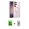 MARSİLYAN™- Galaxy S24 Ultra Kılıf Nova Işık Özel Seri - Siyah Bilvis 3D Cam Ekran Koruyucu + Raze Metal Kamera Lens - SH