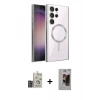 MARSİLYAN™- Galaxy S24 Ultra Kılıf Nova Işık Özel Seri - Siyah Bilvis Hayalet Cam Ekran Koruyucu + Bilvis Titan Kamera Lens - DNMR