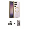 MARSİLYAN™- Galaxy S24 Ultra Kılıf Nova Işık Özel Seri - Siyah Bilvis Hayalet Cam Ekran Koruyucu + PVD Metal Kamera Lens - GD