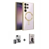 MARSİLYAN™- Galaxy S24 Ultra Kılıf Nova Işık Özel Seri - Siyah Bilvis Hayalet Cam Ekran Koruyucu + PVD Metal Kamera Lens - PE