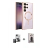 MARSİLYAN™- Galaxy S24 Ultra Kılıf Nova Işık Özel Seri - Siyah Bilvis Hayalet Cam Ekran Koruyucu + PVD Metal Kamera Lens - PE
