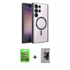 MARSİLYAN™- Galaxy S24 Ultra Kılıf Nova Işık Özel Seri - Siyah Bilvis Hayalet Cam Ekran Koruyucu + Raze Metal Kamera Lens - GS