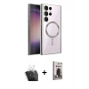 MARSİLYAN™- Galaxy S24 Ultra Kılıf Nova Işık Özel Seri - Siyah Bilvis Hayalet Cam Ekran Koruyucu + Kamera Lens Koruma Cam - SF