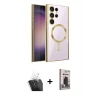 MARSİLYAN™- Galaxy S24 Ultra Kılıf Nova Işık Özel Seri - Siyah Bilvis Hayalet Cam Ekran Koruyucu + Kamera Lens Koruma Cam - SF