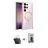 MARSİLYAN™- Galaxy S24 Ultra Kılıf Nova Işık Özel Seri - Siyah Bilvis Hayalet Cam Ekran Koruyucu + Kamera Lens Koruma Cam - SF