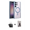 MARSİLYAN™- Galaxy S24 Ultra Kılıf Nova Işık Özel Seri - Siyah Bilvis Hayalet Cam Ekran Koruyucu + Kamera Lens Koruma Cam - SF