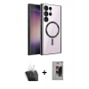 MARSİLYAN™- Galaxy S24 Ultra Kılıf Nova Işık Özel Seri - Siyah Bilvis Hayalet Cam Ekran Koruyucu + Kamera Lens Koruma Cam - SF