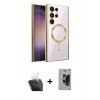 MARSİLYAN™- Galaxy S24 Ultra Kılıf Nova Işık Özel Seri - Siyah Bilvis Hayalet Cam Ekran Koruyucu + Kamera Lens Koruma Cam - SF