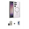 MARSİLYAN™- Galaxy S24 Ultra Kılıf Nova Işık Özel Seri - Siyah Durable Full Glue Curved Cam + Bilvis Titan Kamera Lens - GD