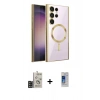 MARSİLYAN™- Galaxy S24 Ultra Kılıf Nova Işık Özel Seri - Siyah Durable Full Glue Curved Cam + Bilvis Titan Kamera Lens - SH