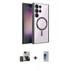 MARSİLYAN™- Galaxy S24 Ultra Kılıf Nova Işık Özel Seri - Siyah Durable Full Glue Curved Cam + PVD Metal Kamera Lens - GD