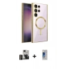 MARSİLYAN™- Galaxy S24 Ultra Kılıf Nova Işık Özel Seri - Siyah Durable Full Glue Curved Cam + PVD Metal Kamera Lens - GD