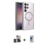 MARSİLYAN™- Galaxy S24 Ultra Kılıf Nova Işık Özel Seri - Siyah Durable Full Glue Curved Cam + PVD Metal Kamera Lens - GD
