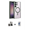 MARSİLYAN™- Galaxy S24 Ultra Kılıf Nova Işık Özel Seri - Siyah Durable Full Glue Curved Cam + PVD Metal Kamera Lens - GD