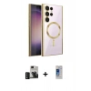 MARSİLYAN™- Galaxy S24 Ultra Kılıf Nova Işık Özel Seri - Siyah Durable Full Glue Curved Cam + Siyah PVD Metal Kamera Lens