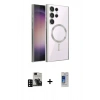 MARSİLYAN™- Galaxy S24 Ultra Kılıf Nova Işık Özel Seri - Siyah Durable Full Glue Curved Cam + Siyah PVD Metal Kamera Lens