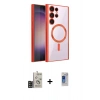 MARSİLYAN™- Galaxy S24 Ultra Kılıf Nova Işık Özel Seri - Siyah Durable Full Glue Curved Hayalet Cam + Bilvis Titan Kamera Lens - SH