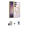 MARSİLYAN™- Galaxy S24 Ultra Kılıf Nova Işık Özel Seri - Siyah Durable Full Glue Curved Hayalet Cam + Bilvis Titan Kamera Lens - DNMR