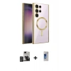 MARSİLYAN™- Galaxy S24 Ultra Kılıf Nova Işık Özel Seri - Siyah Durable Full Glue Curved Hayalet Cam + PVD Metal Kamera Lens - DNMR