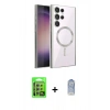 MARSİLYAN™- Galaxy S24 Ultra Kılıf Nova Işık Özel Seri - Siyah Joko Magic 5D Cam + Raze Metal Kamera Lens - GS