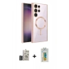 MARSİLYAN™- Galaxy S24 Ultra Kılıf Nova Işık Özel Seri - Siyah Polymer Nano Ekran Koruyucu + Bilvis Titan Kamera Lens - DNMR