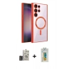 MARSİLYAN™- Galaxy S24 Ultra Kılıf Nova Işık Özel Seri - Siyah Polymer Nano Ekran Koruyucu + Bilvis Titan Kamera Lens - GD