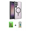 MARSİLYAN™- Galaxy S24 Ultra Kılıf Nova Işık Özel Seri - Siyah Polymer Nano Ekran Koruyucu + Raze Metal Kamera Lens - MR