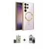MARSİLYAN™- Galaxy S24 Ultra Kılıf Nova Işık Özel Seri - Siyah Vanessa Magic Hayalet Cam + Bilvis Titan Kamera Lens - GD