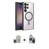 MARSİLYAN™- Galaxy S24 Ultra Kılıf Nova Işık Özel Seri - Siyah Vanessa Magic Hayalet Cam + Bilvis Titan Kamera Lens - DNMR