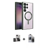 MARSİLYAN™- Galaxy S24 Ultra Kılıf Nova Işık Özel Seri - Siyah Vanessa Magic Hayalet Cam + PVD Metal Kamera Lens - DNMR