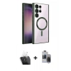 MARSİLYAN™- Galaxy S24 Ultra Kılıf Nova Işık Özel Seri - Siyah Vanessa Magic Hayalet Cam + Kamera Lens Koruma Cam - SF