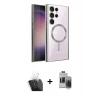 MARSİLYAN™- Galaxy S24 Ultra Kılıf Nova Işık Özel Seri - Siyah Vanessa Magic Hayalet Cam + Kamera Lens Koruma Cam - SF