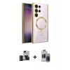 MARSİLYAN™- Galaxy S24 Ultra Kılıf Nova Işık Özel Seri - Siyah Vanessa Magic Hayalet Cam + PVD Metal Kamera Lens - SH