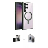 MARSİLYAN™- Galaxy S24 Ultra Kılıf Nova Işık Özel Seri - Siyah Vanessa Magic Hayalet Cam + PVD Metal Kamera Lens - SH