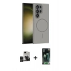 MARSİLYAN™- Galaxy S24 Ultra Kılıf Siluet Doku Özel Seri - Şeffaf 360 Full Body Arka Koruyucu + PVD Metal Kamera Lens - DNMR