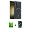 MARSİLYAN™- Galaxy S24 Ultra Kılıf Siluet Doku Özel Seri - Şeffaf 360 Full Body Arka Koruyucu + Raze Metal Kamera Lens - MR