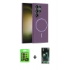 MARSİLYAN™- Galaxy S24 Ultra Kılıf Siluet Doku Özel Seri - Şeffaf 360 Full Body Arka Koruyucu + Raze Metal Kamera Lens - SH