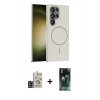MARSİLYAN™- Galaxy S24 Ultra Kılıf Siluet Doku Özel Seri - Siyah 360 Mat Full Body Arka Koruyucu + Bilvis Titan Kamera Lens - SH